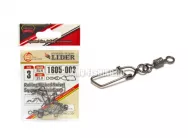 Карабин с вертлюгом /LIDER/ Rolling Ribbed Swivel Square Danish Snap (уп.5шт) №3 (35.0кг)