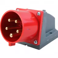 Вилка стационарная силовая IEK MAGNUM ССИ-525 32А-6ч/200/346-240/415В 3Р/РЕ/N IP44, красная, серая