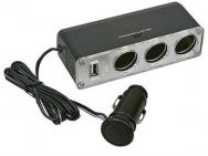 Разветвитель прикуривателя AVS CS-313 U на 3 входа+USB TOP Quality 