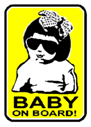 Наклейка "Baby on board (черные очки, девочка)" 100*150 мм /цветная/ /47-025-002/