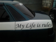 Наклейка-надпись "My life...My rules..." 11*52см /белый/