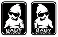 Наклейка "Baby on board (черные очки)" 100*150 мм /черный фон/ /47-019-001/