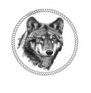 Наклейка на запасное колесо "Полярный волк" 56,5см