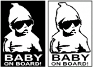 Наклейка "Baby on board (черные очки)" 100*150 мм /плоттер/ /47-015/