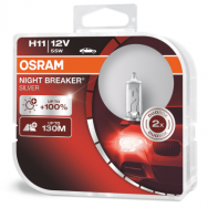 Лампа галогенная Osram EUROBOX H11 12V 55W 64211NBS-HCB РGJ19-2 NIGHT BREAKER SILVER +100%
