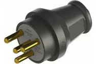 Вилка каучуковая NE-AD прямая 3х25А, черная