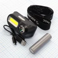 Фонарь налобный КОСМОС КОС504Lit аккум. 1св/д 2W+COB 874245