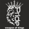 Наклейка "Pride weapon of kings" Лев 25*33см белый