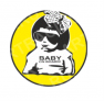 Наклейка "Baby on board (черные очки)" круг D-150 мм /цветная/ /47-018-002/